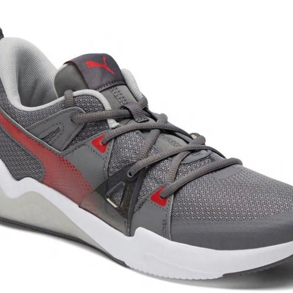 MEN'S PUMA CELL FRACTION SNEAKERS Size 12 Castlerock High Risk Red Shoes Grey - Picture 1 of 7